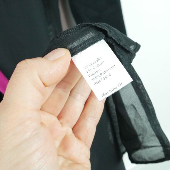 Ming Wang XS Cardigan Longline Duster Sheer Artsy Career Modern Pink Black - Picture 7 of 10